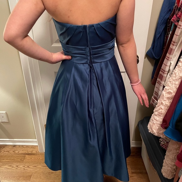 Mori Lee Teal Tea Length Cocktail Dress - Picture 4 of 9